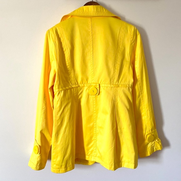 1980’s Vintage Bright Neon Yellow Jacket Size Small Cotton Polyester, Big Button - Picture 4 of 8